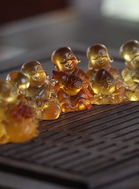 速发古法琉寿五路财神招财小摆件内室摆放福禄璃喜财书小和尚迷你