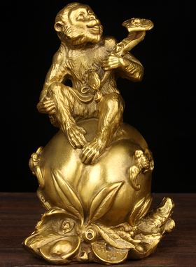 速发铜摆意猴如件 铜猴摆件 铜寿桃猴摆件