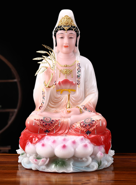 速发汉白玉佛像溢彩观音菩萨家南供寸摆件12寸16奉1寸用海观世音