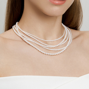 极光淡水珍珠项链女小米珠baby串珠锁骨颈链媲美Akoya送礼