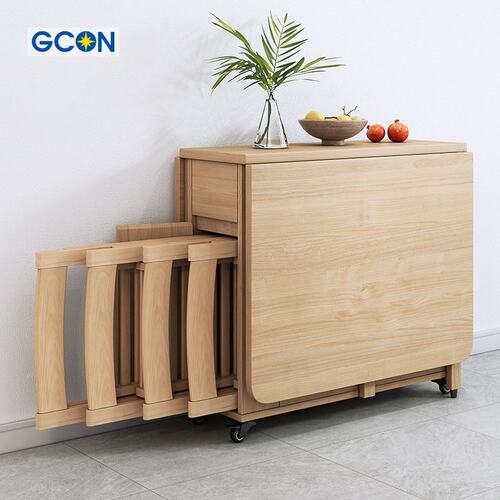 极速志光折叠餐桌l简易伸缩多功能小户型家用饭桌可收纳餐桌椅组