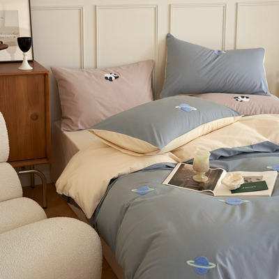 极速100支新疆长绒棉全棉加厚z磨毛四件套 小清新毛巾绣纯棉秋冬