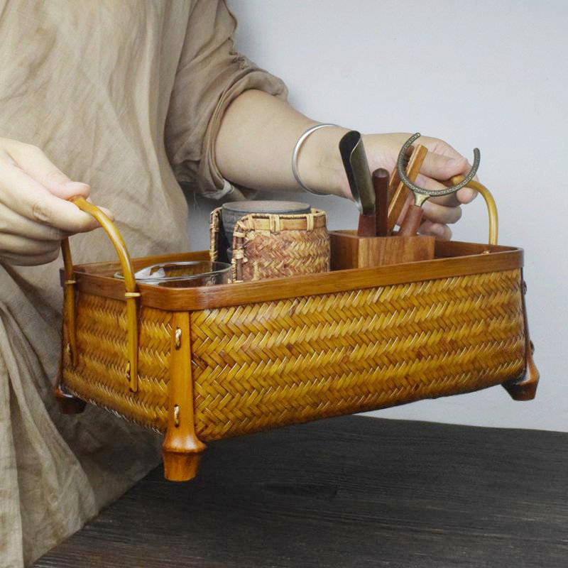极速大漆竹编茶h具收纳筐茶壶茶杯整理筐茶几桌面收纳盒茶器置物,餐饮具,茶道/零配,淘宝优惠券,粉丝福利购,淘宝优惠卷