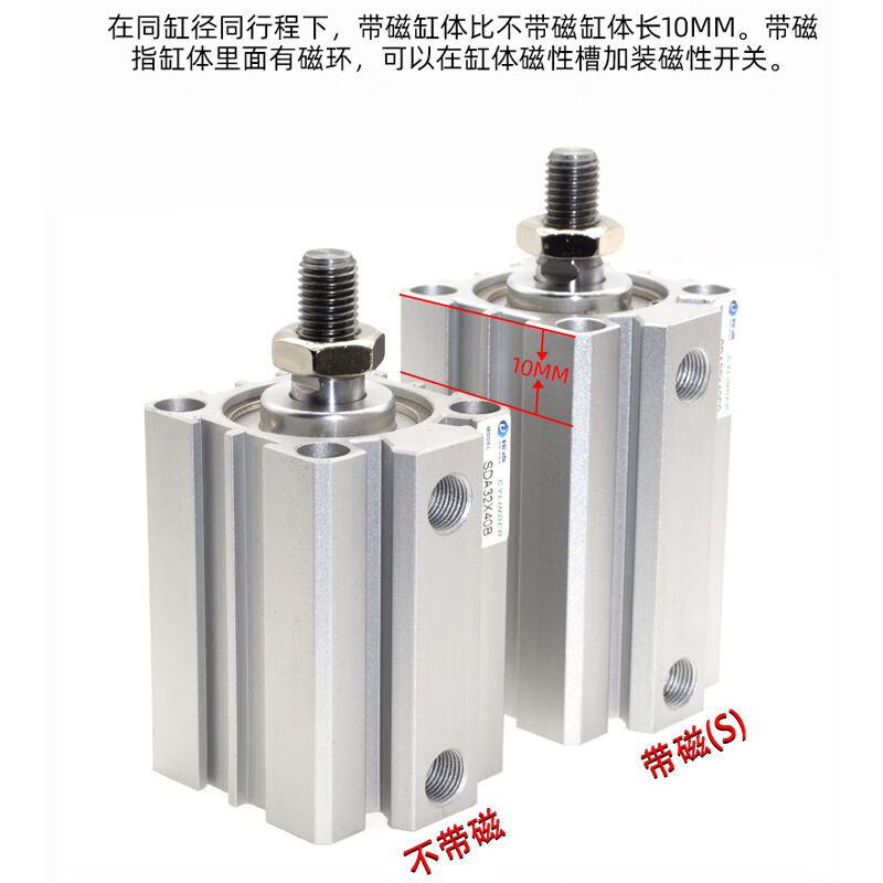 极速薄型气缸SDA12/1m6*10*15*20*25*30*40*50S内牙气动小型单轴