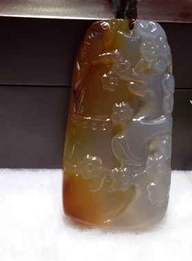 极速天然翡翠色冰种黄红翡玻璃种C喜上眉梢喜鹊挂件吊坠 招财吉祥