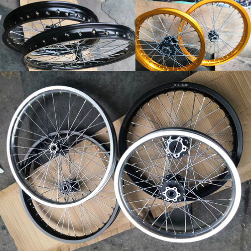 极速虬龙轻蜂电动越野摩托车改装越野滑J胎铝合金轮网总成轮毂轮