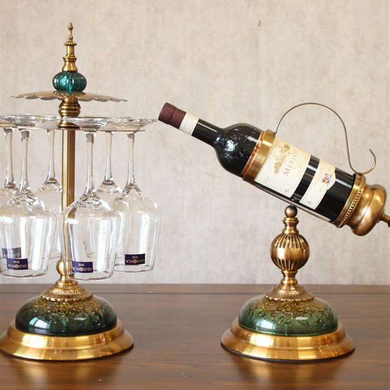 极速美式创e意合金红酒架 红酒杯子挂架合金座钟 欧式客厅玄关酒