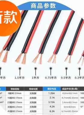极速66黑电线软方1喇红线电源线响.0芯H5线并5双线叭纯平2.铜音铜