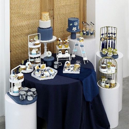 极速Blue and White Metal Cake Stand Set Home TablewareZ Baki