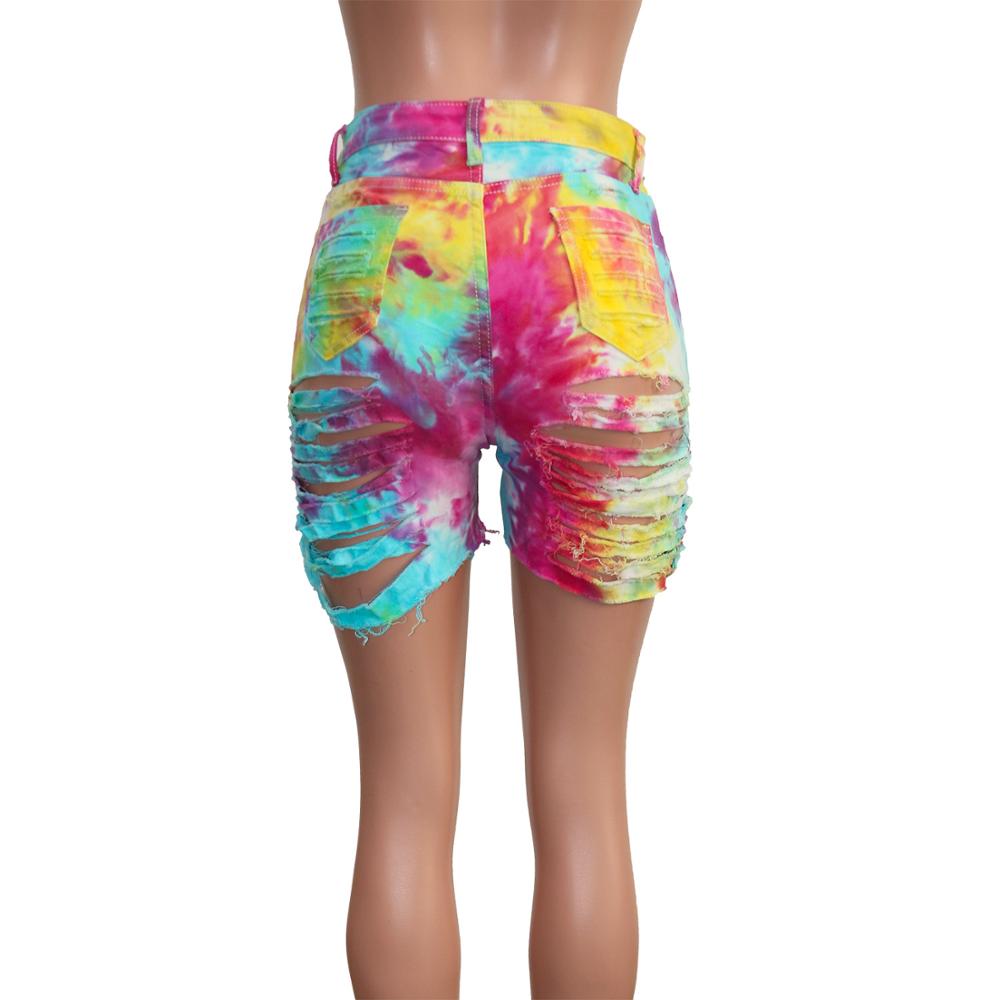 速发orts women orts hole denim high waist sexy print wholesa