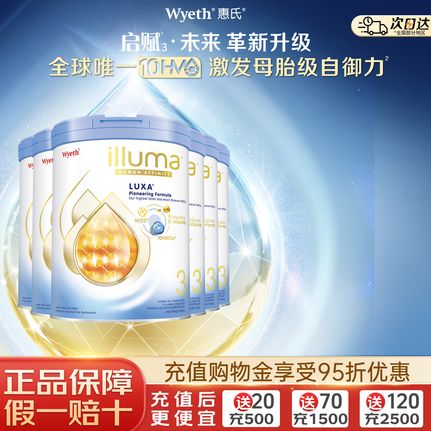 【现货】惠氏启赋未来3段10HMO婴儿奶粉800g瑞士原装进口*6罐装
