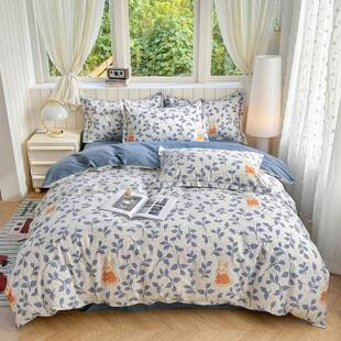 2026新款加厚磨毛印花四件套 1.8*2.2m被套床单款四件套 童画小兔