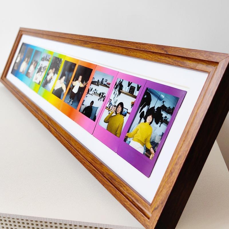 彩虹相框拍立得相纸圆角实木宽幅5寸相框框架mini3寸摆台挂垒德株
