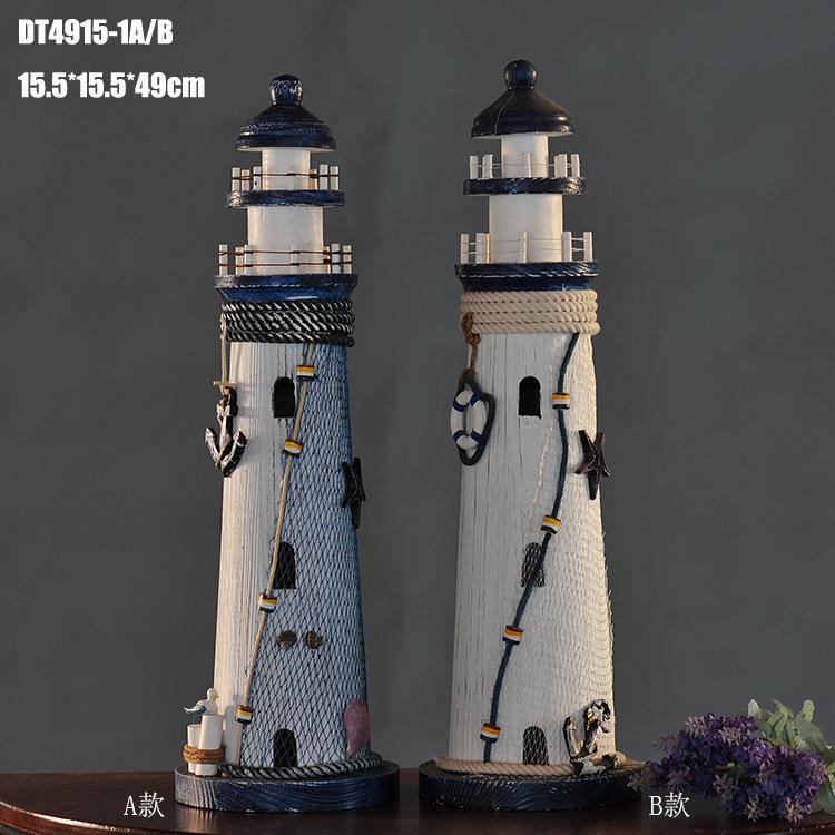 49CM灯塔 家居装饰 橱窗摆设 实木瞭望塔模型 手工雕刻 DT4915