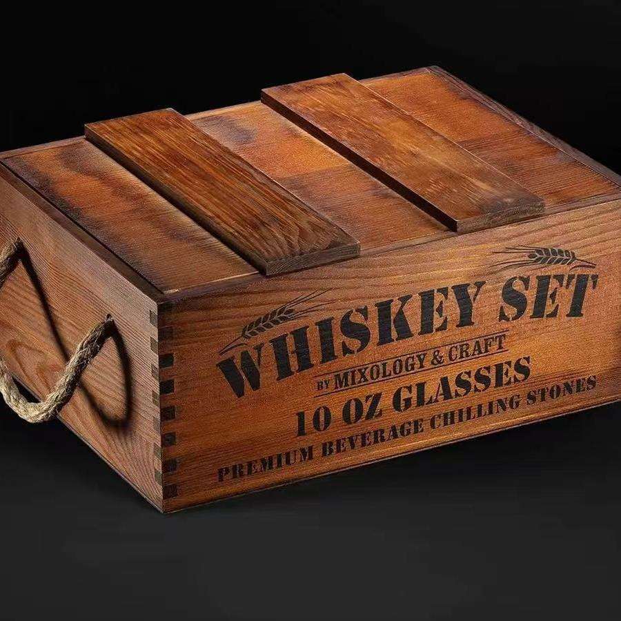 家用木箱桌面酒杯收纳盒手提木制储物箱长方形客厅实木盒木质酒箱