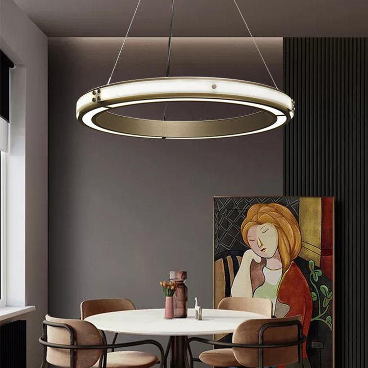 后现代网红简约客厅吊灯卧室餐厅书房酒店样板间创意圆圈环形吊灯