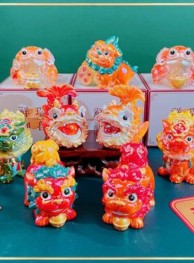 祥瑞国潮树脂盲盒公仔卡通装饰品