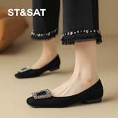 女平跟简约女单鞋 羊反绒星期六皮鞋 百搭 浅口时装 鞋 女2026春季 新款