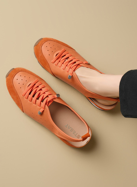 星期六橙色休闲运动凉鞋女夏季百搭包头拖鞋外穿软底不累脚通勤鞋