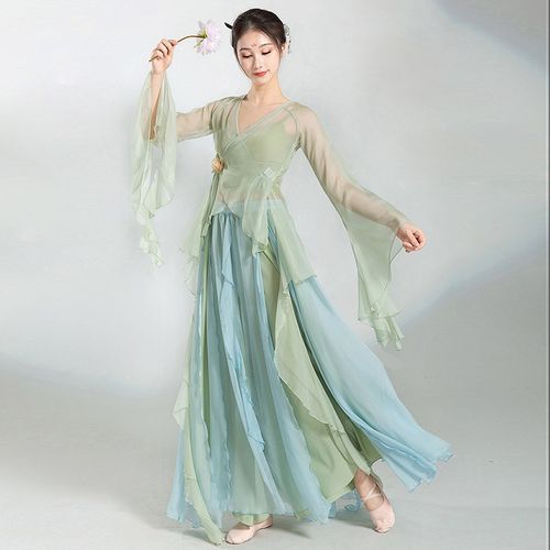 速发表典舞蹈练装飘逸演出服身韵纱衣服功服中国舞古演上衣仙气套