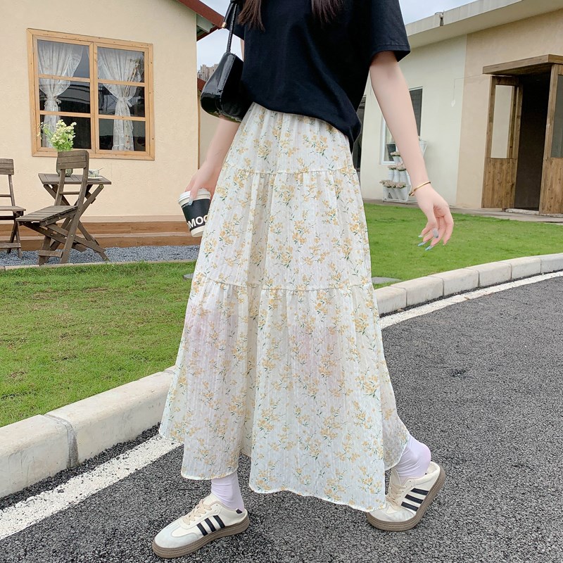 速发碎5半身2裙02花新款夏季宽松遮跨高腰大摆蛋糕长裙子a字裙