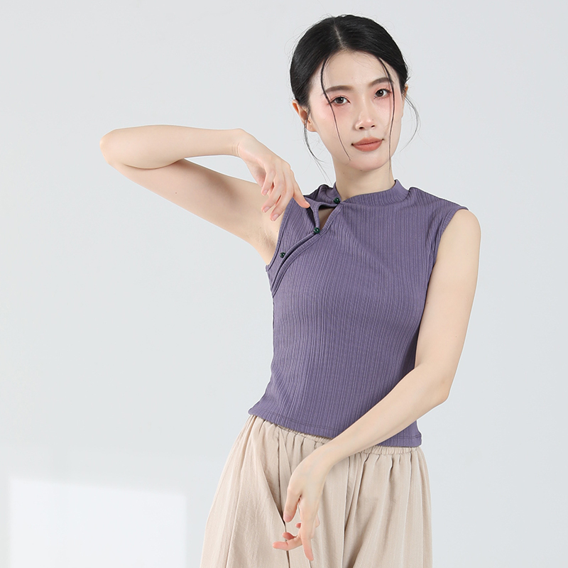 速发古典舞练功服背心中国风改良旗袍上衣盘扣舞蹈服舞无袖形体服