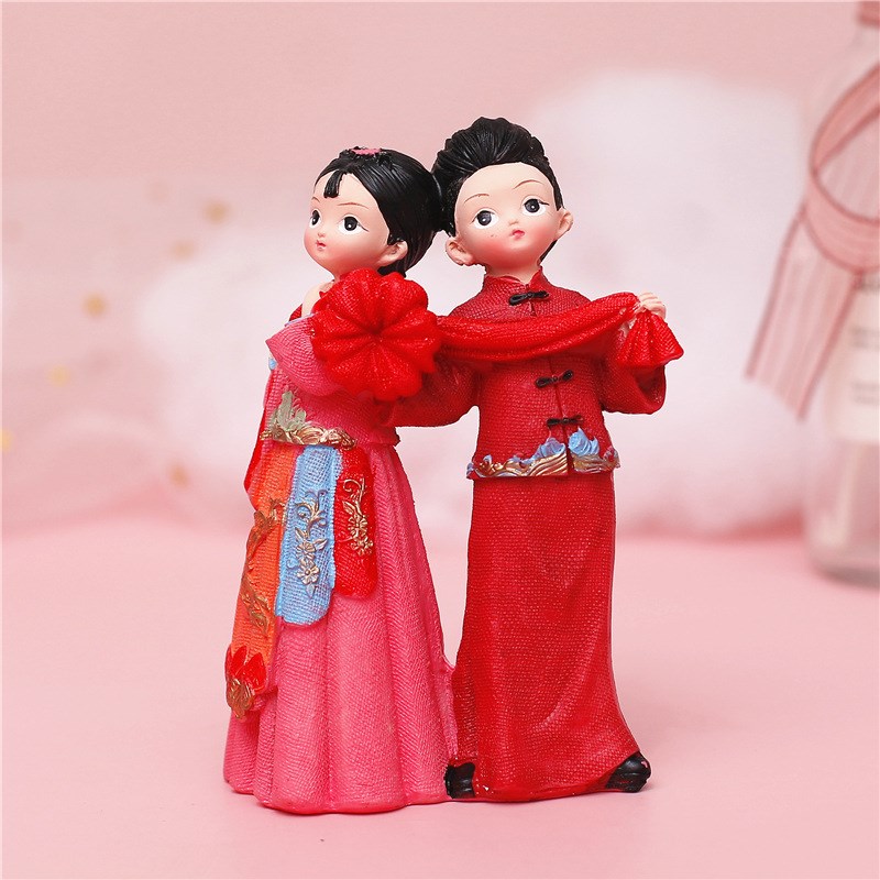 速发古装汉服金饰良缘婚生摆件调皮古风娃娃情侣庆日礼物中国风装