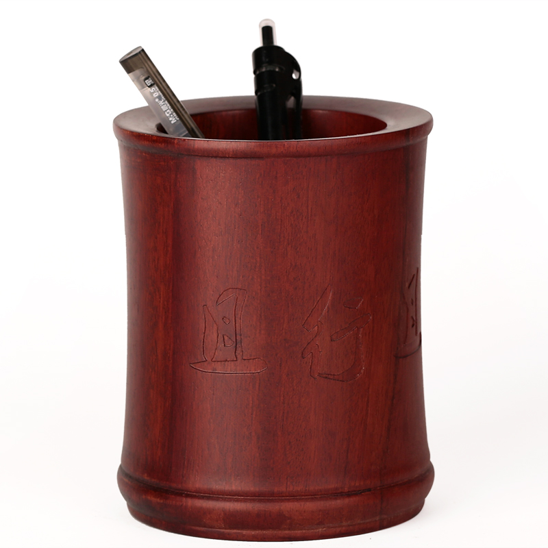 速发木雕刻 式红木笔筒 原木制小工艺品中实木质木头创意仿古摆件