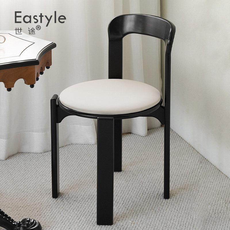 复古黑色实木设计师餐椅可叠放家用靠背网红餐桌椅子北欧风书桌椅,住宅家具,餐椅,淘宝优惠券,粉丝福利购,淘宝优惠卷