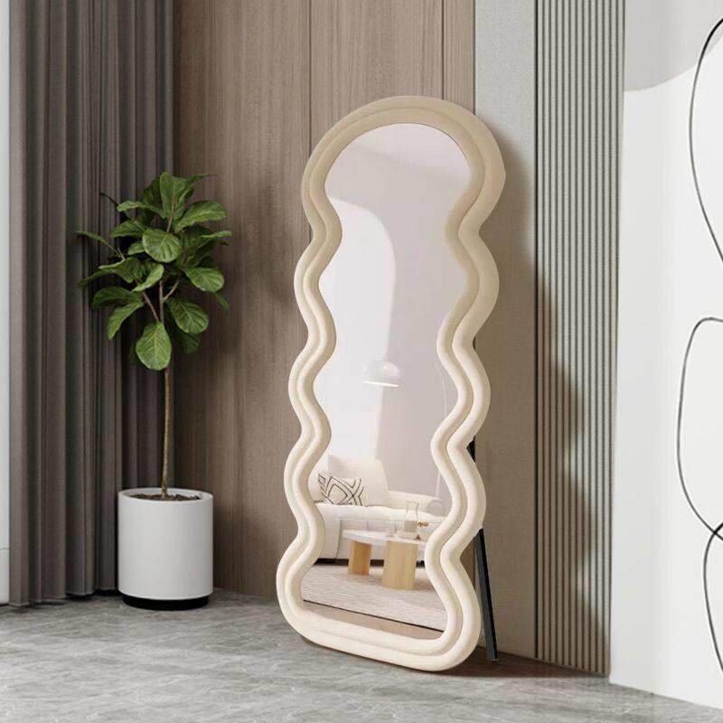 网红异形服装店波浪全身镜子全身镜靠墙落地镜家用卧室壁挂全身镜