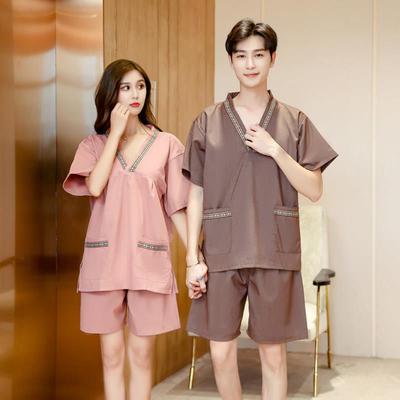 汗蒸服女大码艾灸服男款定制浴服后开衫养生针灸理疗推拿按摩服