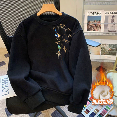 秋冬季重磅加绒圆领卫衣