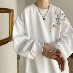 新中式圆领中山卫衣男国潮高级感中国风重磅内搭打底衫上衣春秋冬