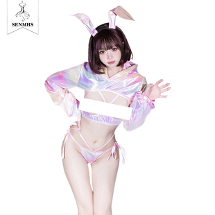 SENMHS原创开胸比基尼兔女郎动漫cos二次元赛朋博克镭射镂空制服