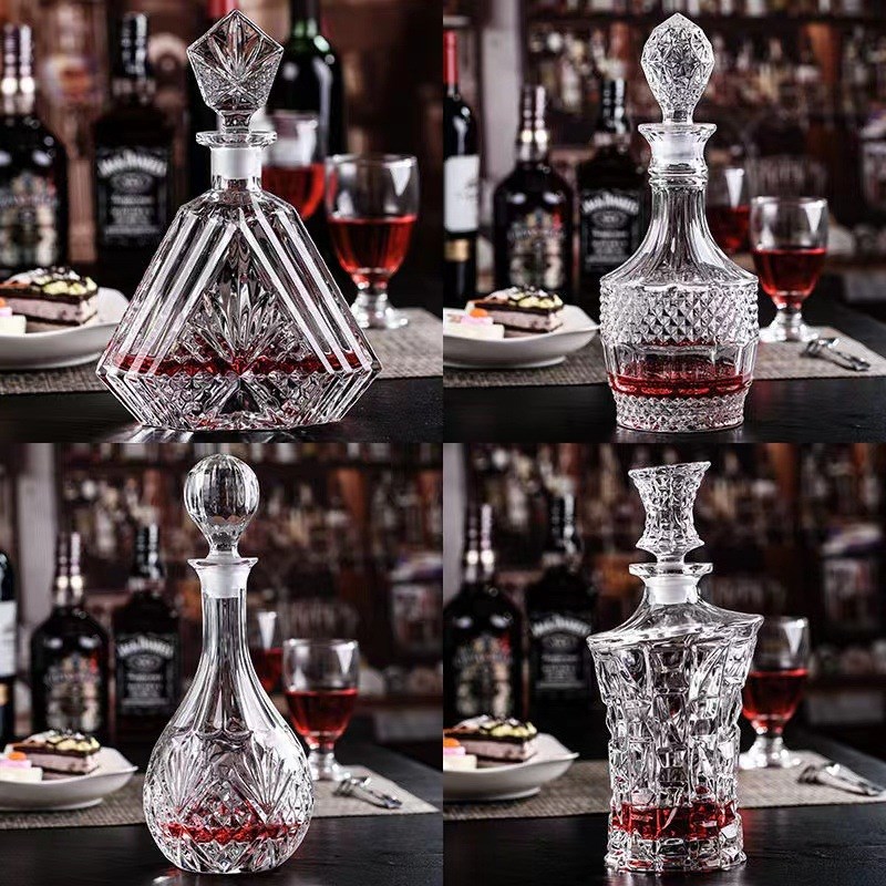 热销欧式水晶玻璃酒瓶个性醒w酒器家用带盖密封洋酒瓶分酒器红酒