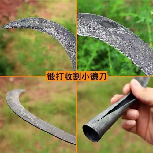 热销割稻谷收割不锈钢带齿镰w割草刀农用除草刀小锯镰锄草刀禾刀