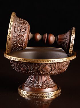 热销供护法的法器护法杯小号纯铜雕刻八瑞L物立体图案法杯供具摆