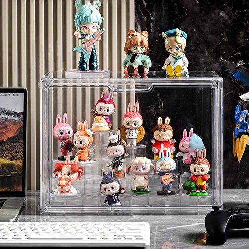 热销泡泡玛d特popmart透明压克力收纳盒展示架模型柜子模型公仔盲