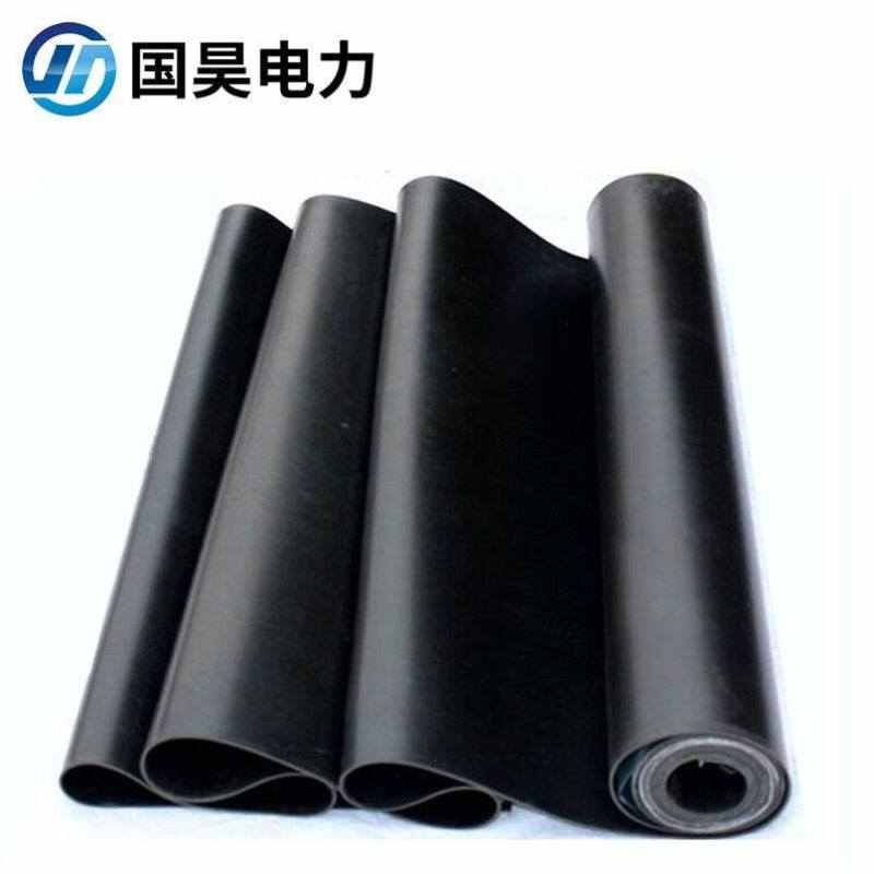 热销国昊电力15kV6mm厚1米*5米黑色绝缘胶垫胶R板配电房用绝缘毯