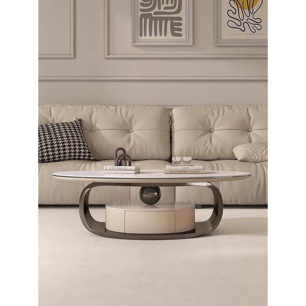 意式轻奢岩板茶几现代简约客厅家用椭圆形大小组合设计师带抽边几,住宅家具,茶几,淘宝优惠券,粉丝福利购,淘宝优惠卷