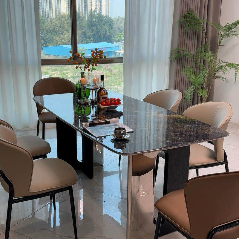 轻奢高端天然大理石餐桌椅高级感长方形超晶石现代简约微晶石饭桌,住宅家具,大理石餐桌,淘宝优惠券,粉丝福利购,淘宝优惠卷