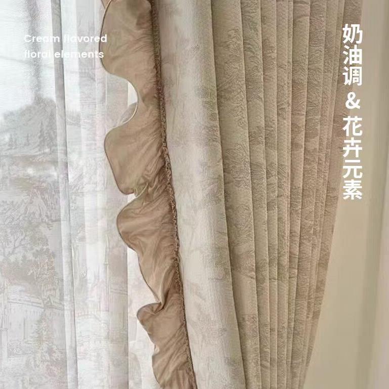 塔利亚花浪漫法式复古提花雪尼尔窗帘加厚遮光卧室客厅成品加高