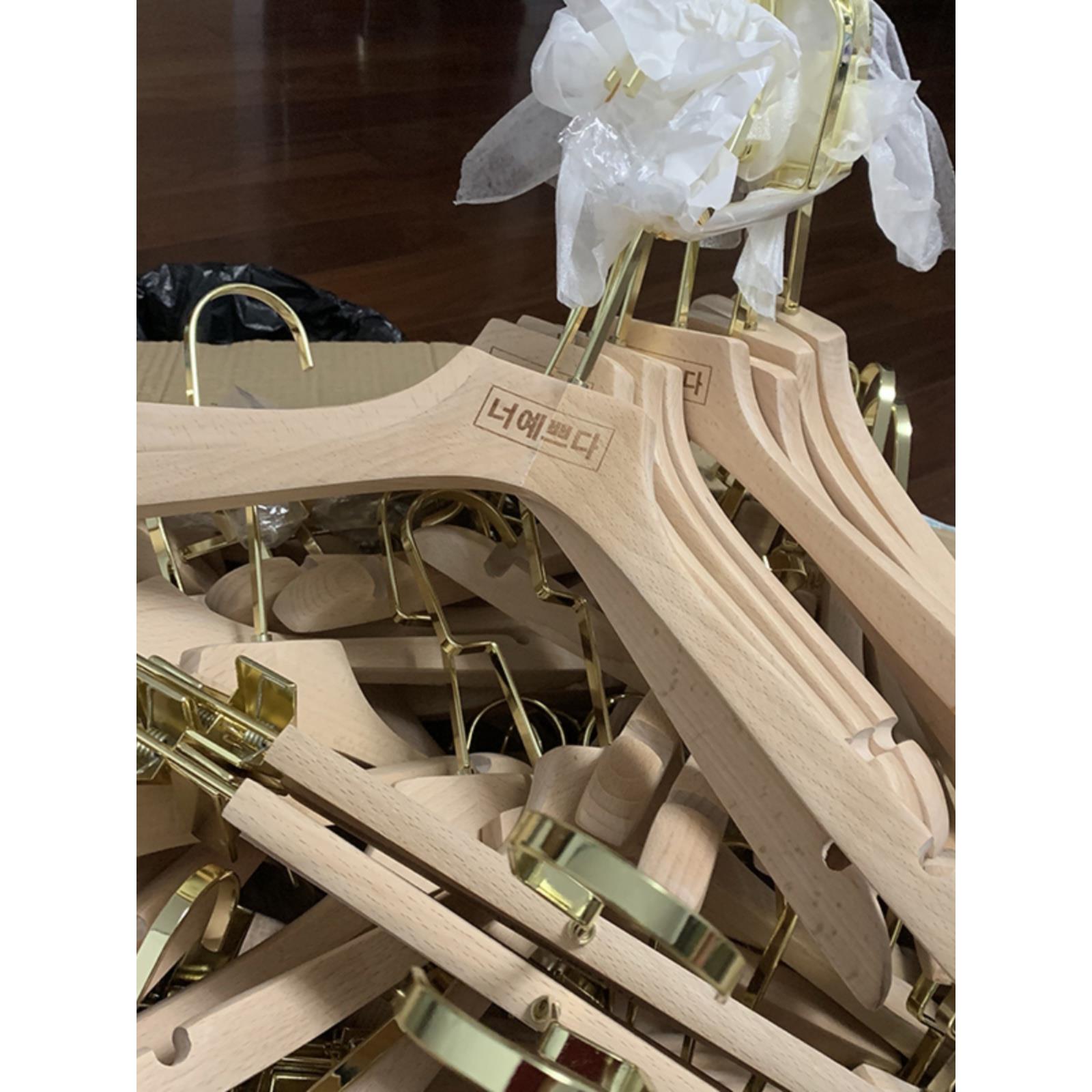 婚纱店家用榉木无漆高档高级植绒防滑服装店男女衣架LOGO定制实木