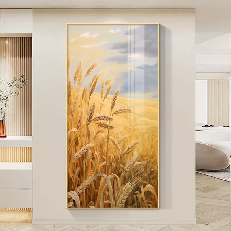 麦穗入户对门玄关装饰画走廊过道尽头壁画现代简约高级感西墙挂画