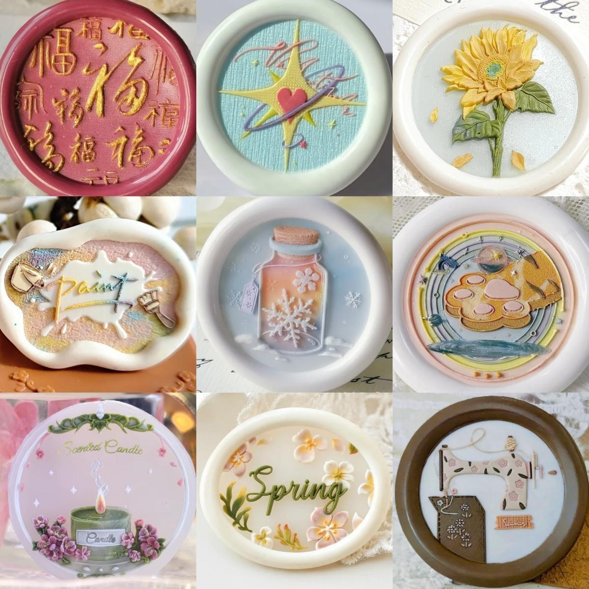 火漆印章章头可爱猫爪郁金香系列蛇年中国结发财异形浮雕铜头邮票