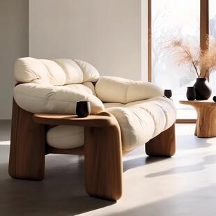 单人沙发椅黑胡桃木椅子实木客厅定制宋式美学家具阳台休闲椅沙发