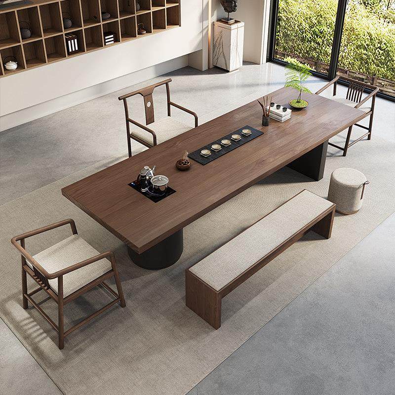 实木茶桌椅组合现代简约一桌五椅茶台办公室新中式原木大板喝茶桌,住宅家具,家用茶台/茶桌,淘宝优惠券,粉丝福利购,淘宝优惠卷