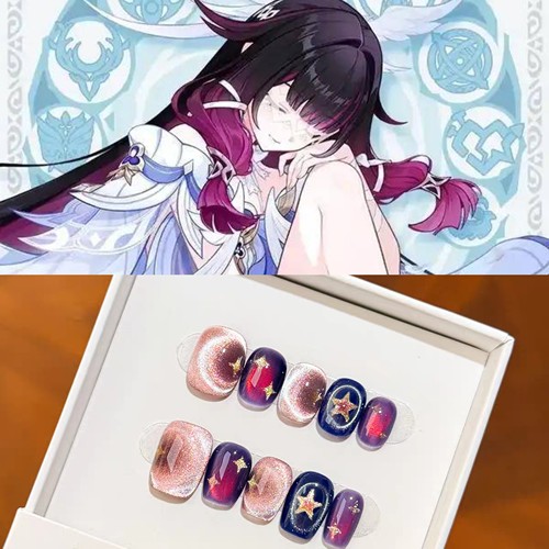 【原神】月之少女哥伦比亚月光色纯手工穿戴甲美甲印象概念甲短款