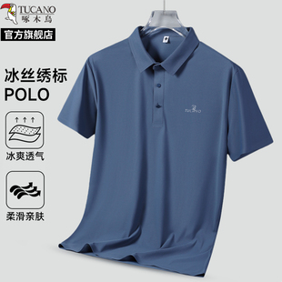 速干休闲无痕纯色上衣 啄木鸟冰丝短袖 男士 POLO衫 商务翻领T恤夏季