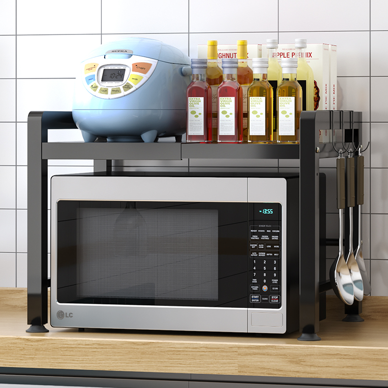 可伸缩厨房置物架微波炉架子台面桌面烤箱支架家用电.饭煲收纳架